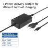 Carregador para portátil ACT USB-C com perfis Power Delivery 65 W, portátil, interior, 100–240 V, 50/60 Hz, 65 W, 5–20 V