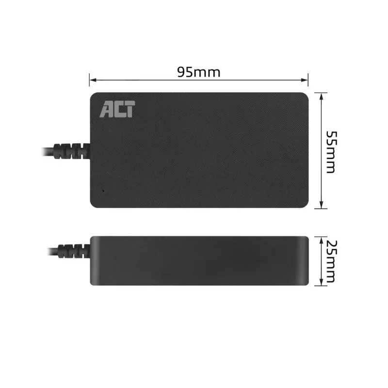 Carregador para portátil ACT USB-C com perfis Power Delivery 65 W, portátil, interior, 100–240 V, 50/60 Hz, 65 W, 5–20 V
