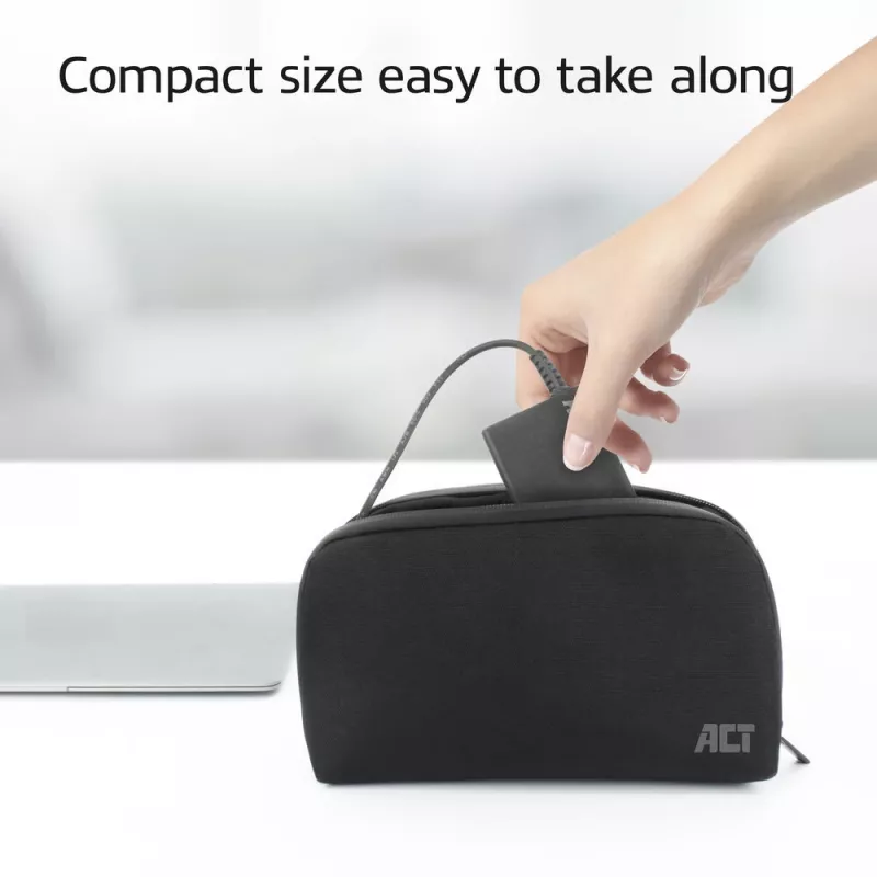 Carregador para portátil ACT USB-C com perfis Power Delivery 65 W, portátil, interior, 100–240 V, 50/60 Hz, 65 W, 5–20 V