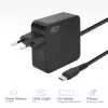 Fonte de alimentação para portátil ACT USB-C 65W com perfis Power Delivery, 2 metros