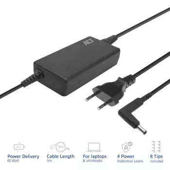 Carregador fino ACT 65W (para portáteis até 15,6 polegadas)