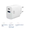 Carregador ACT USB-C e USB-A 20 W com Power Delivery PPS, Quick Charge, GaNFast