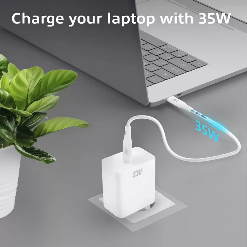 Carregador USB-C ACT 35W Power Delivery PPS GaNFast universal