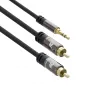 Cabo de ligação de áudio ACT de 5 metros de alta qualidade 1x ficha jack 3,5 mm – 2x ficha RCA