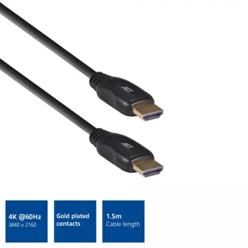 Cabo de vídeo HDMI High Speed ACT 1,5 m v2.0 ficha HDMI-A - ficha HDMI-A