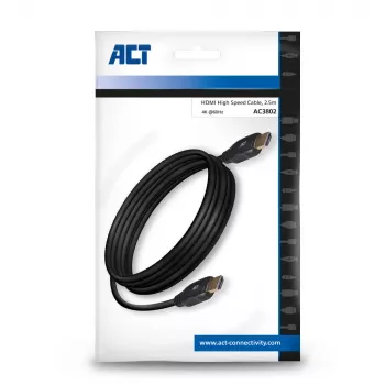 Cabo HDMI 4K High Speed ACT 2,5 m v2.0 ficha HDMI-A - ficha HDMI-A