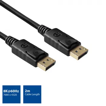 Cabo de ligação DisplayPort 1.4 8K ACT 2 metros ficha - ficha