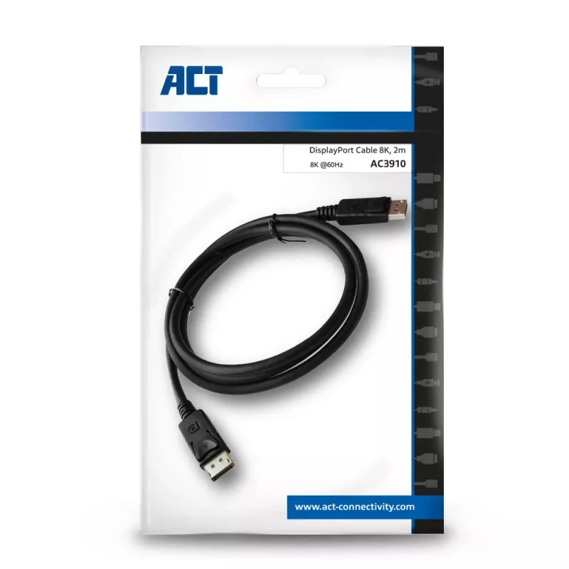 Cabo de ligação DisplayPort 1.4 8K ACT 2 metros ficha - ficha