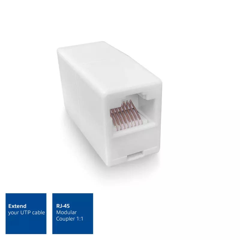 Acoplador RJ-45 modular ACT AC4105 branco ligação 1 RJ-45 ligação 2 RJ-45