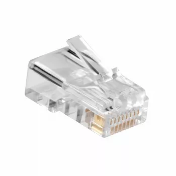 Conector RJ-45 modular CAT5E ACT AC4110 macho prateado transparente 10 unid.