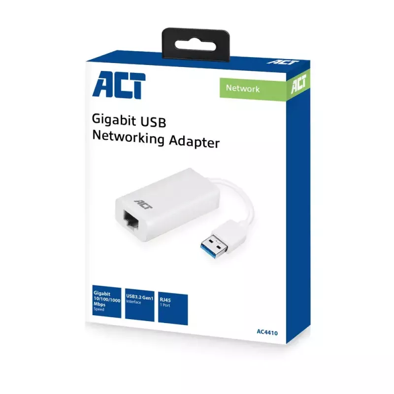 Placa de rede ACT AC4410 Ethernet 1000 Mbit/s com fios USB
