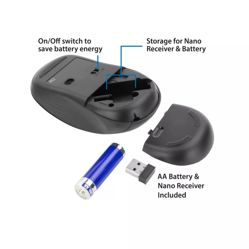 ACT AC5105 rato sem fios ambidestro, preto