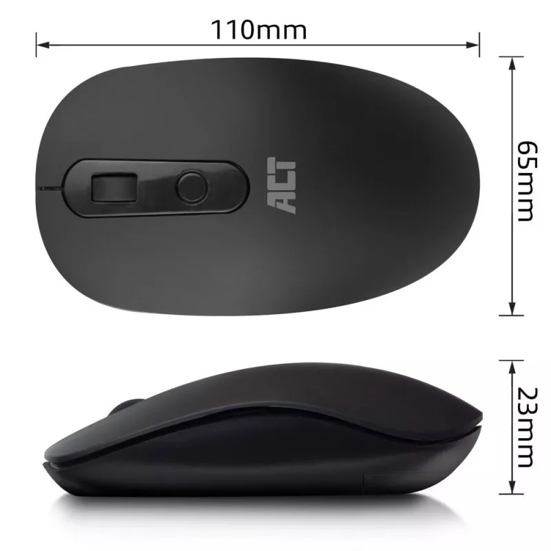 Rato sem fios ACT 1200 DPI, ambidestro, RF Wireless, 1200 DPI, preto