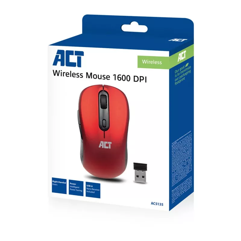 ACT AC5135 rato sem fios, ambidestro, 1600 DPI
