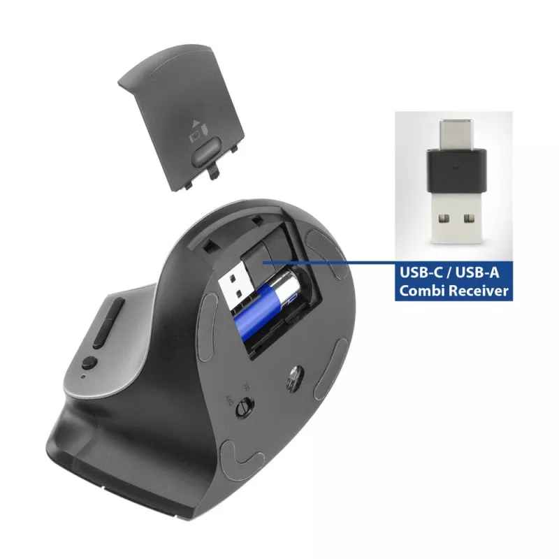 Rato ergonómico sem fios ACT com Bluetooth e USB-C/USB-A