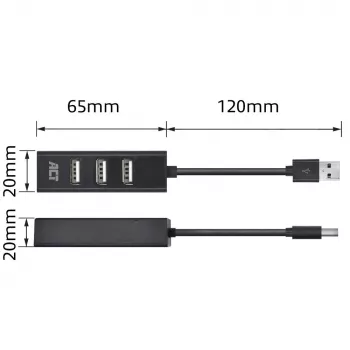Hub USB ACT AC6205 2.0 480 Mbit/s preto 0,12m