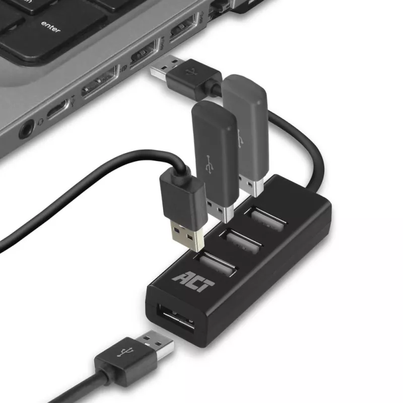 Hub USB ACT AC6205 2.0 480 Mbit/s preto 0,12m