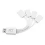 Hub USB ACT 4 portas USB-A flexível USB 3.2 Gen 1 branco 480 Mbit/s