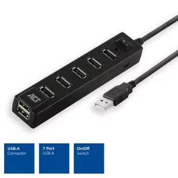 Hub USB ACT AC6215 480 Mbit/s preto