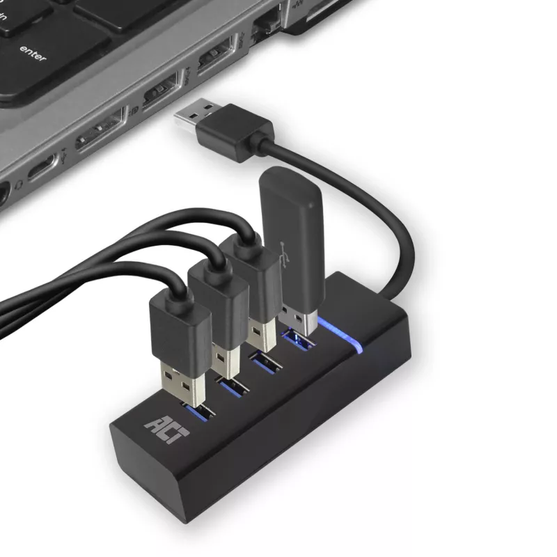 Hub USB 3.2 Gen 1 ACT AC6300 Type-A 5000 Mbit/s preto