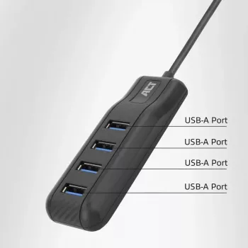 Hub de interfaces ACT AC6320 USB 3.2 Gen 1 (3.1 Gen 1) Type-A 5000 Mbit/s preto