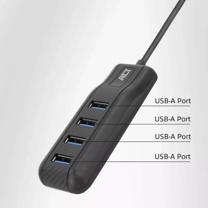 Hub de interfaces ACT AC6420 USB 3.2 Gen 1 (3.1 Gen 1) Type-C 5000 Mbit/s preto