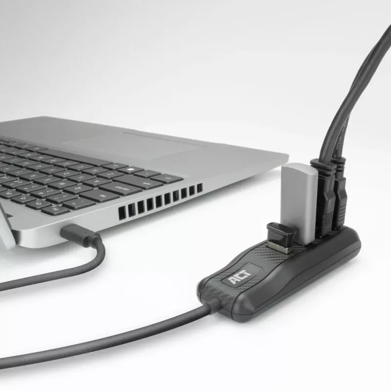 Hub de interfaces ACT AC6420 USB 3.2 Gen 1 (3.1 Gen 1) Type-C 5000 Mbit/s preto