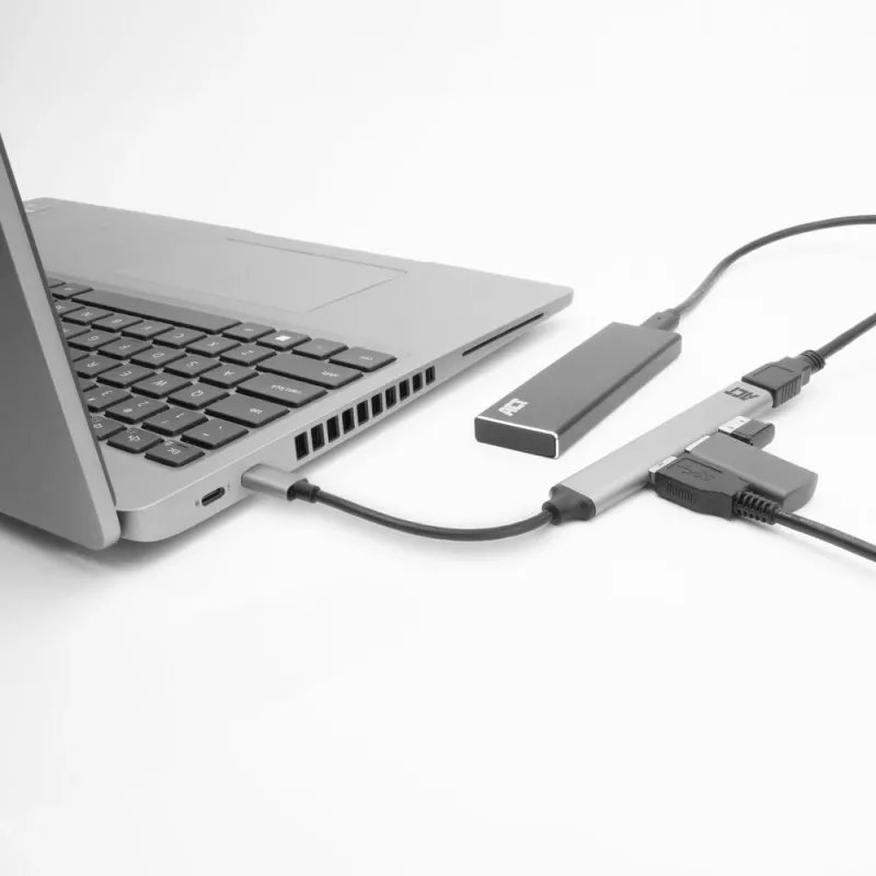 Hub USB ACT AC6425 Type-C 5000 Mbit/s alumínio cinzento