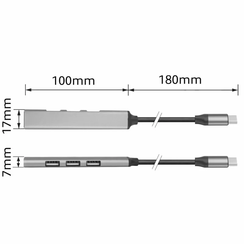 Hub USB ACT AC6425 Type-C 5000 Mbit/s alumínio cinzento