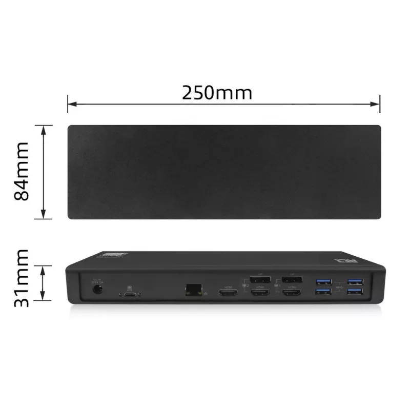 Docking station USB-C ACT 4K, para 2 ou 3 monitores HDMI/DisplayPort, DisplayLink