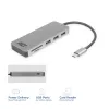 Hub USB-C ACT 3.0, 3x USB-A, leitor de cartões, passagem PD