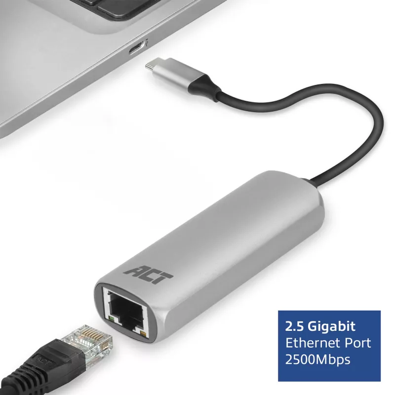 Hub USB ACT AC7081 Type-C 2500 Mbit/s alumínio
