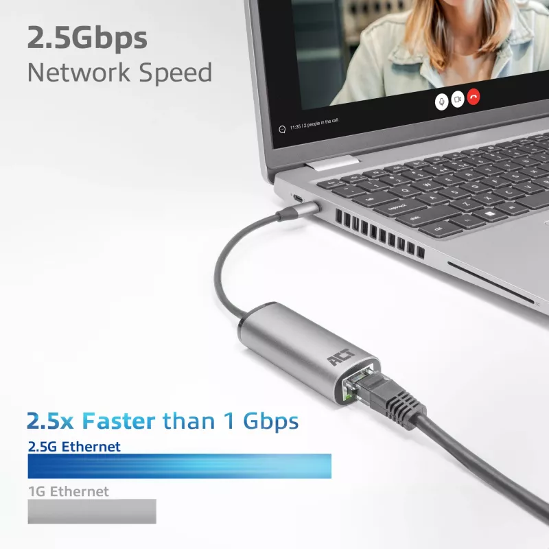 Hub USB ACT AC7081 Type-C 2500 Mbit/s alumínio
