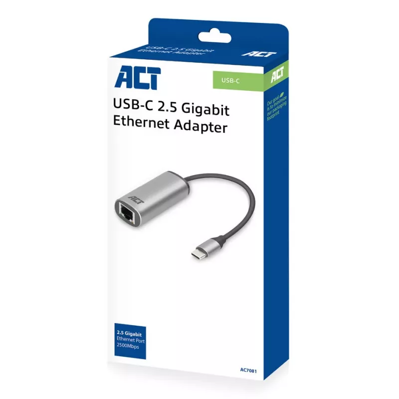Hub USB ACT AC7081 Type-C 2500 Mbit/s alumínio