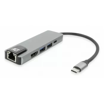 Docking station USB-C 4K ACT para 1 monitor HDMI, Ethernet, USB-A, passagem PD