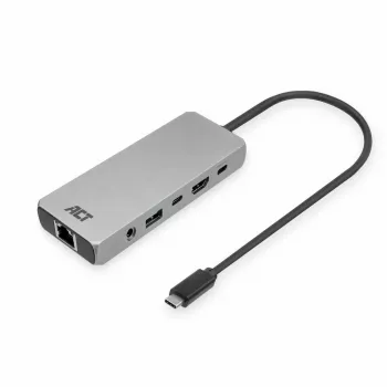 Docking station USB-C 4K / 8K 30Hz ACT para 1 monitor HDMI, 2,5 Gigabit Ethernet, USB-C 10Gbps, USB-A 10Gbps, áudio 3,5mm, passagem PD
