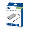ACT AC7095 estação de acoplamento USB-C, USB 3.2 Gen 1, com fios, cinzento