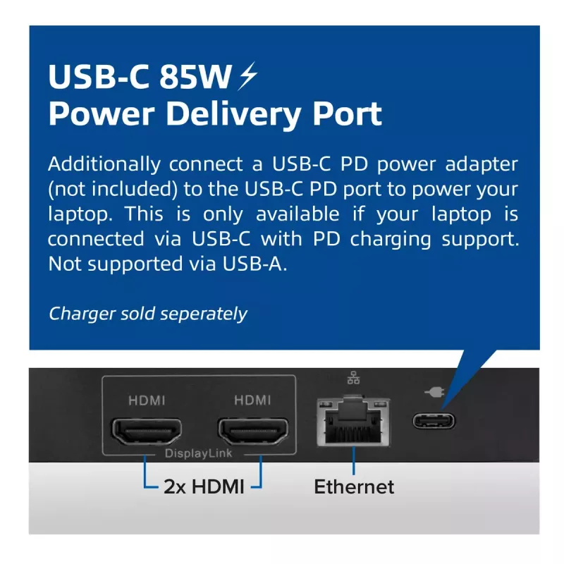 Docking station universal USB-C ACT 4K, para 2 monitores HDMI/DisplayPort, DisplayLink, design compacto
