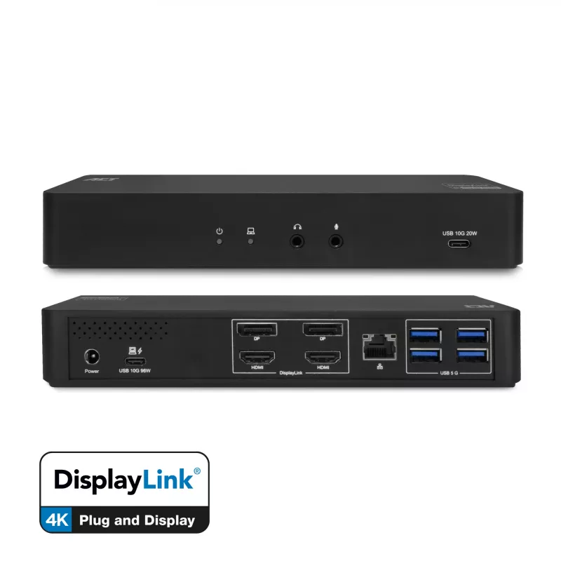 Docking station USB-C ACT 4K, para 2 monitores HDMI ou DisplayPort, DisplayLink