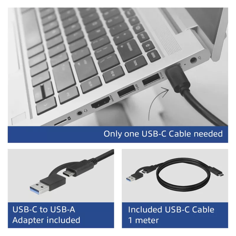 Docking station USB-C ACT 4K, para 2 monitores HDMI ou DisplayPort, DisplayLink
