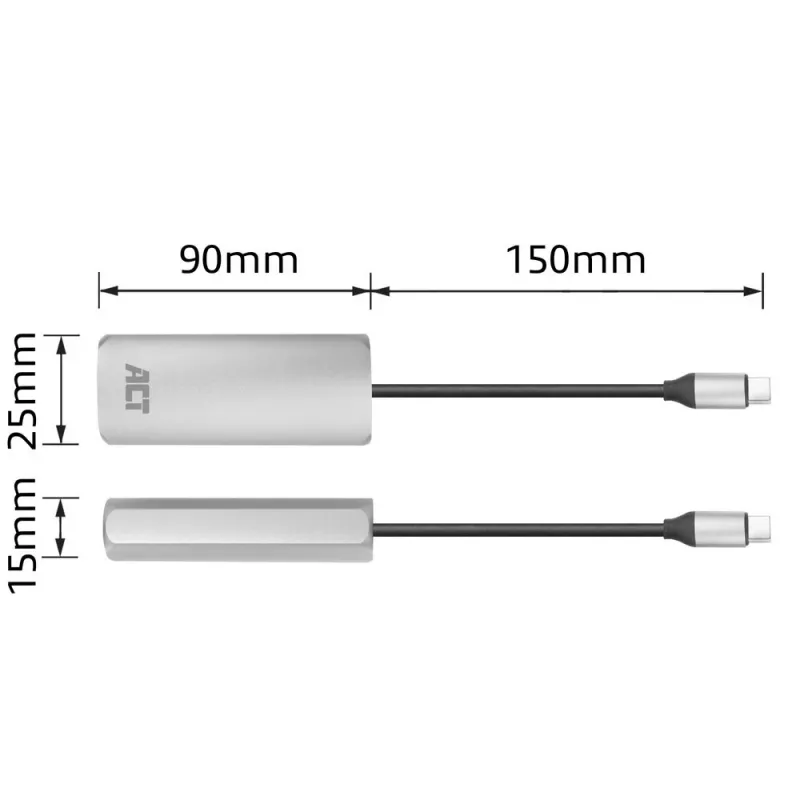 Placa de rede ACT AC7335 Ethernet 1000 Mbit/s USB Type-C