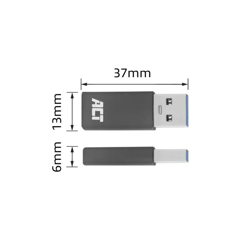 Adaptador USB-A para USB-C ACT AC7375 cinzento