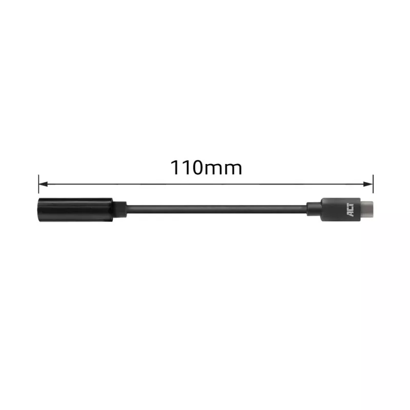 Cabo de áudio ACT AC7380 0,11 m ficha 3,5 mm USB Type-C macho preto