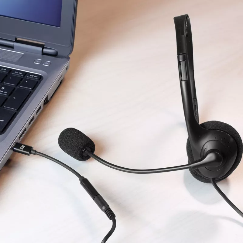 Cabo de áudio ACT AC7380 0,11 m ficha 3,5 mm USB Type-C macho preto