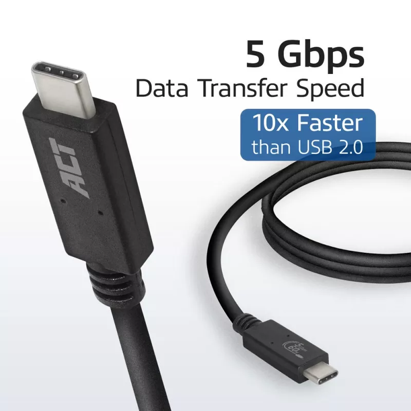 Cabo ACT USB 3.0 USB-C certificado USB-IF 2 metros 5 Gbit/s