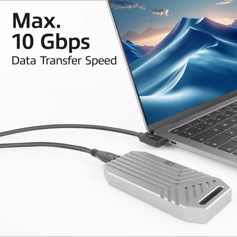 Cabo angular ACT USB 3.0 USB-C 2 metros 5 Gbit/s preto