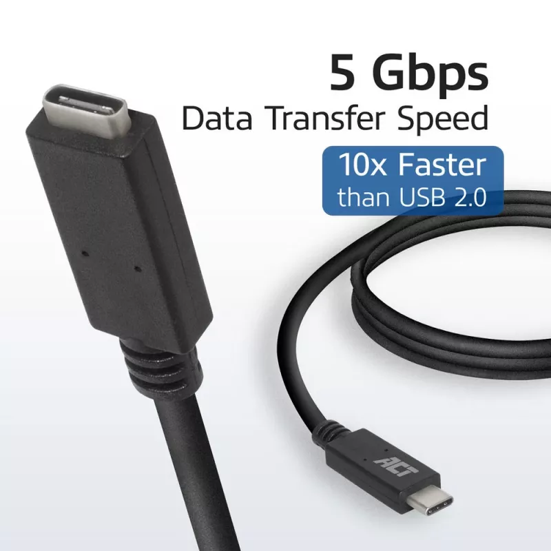 Cabo de extensão ACT USB 3.0 USB-C 2 metros 5 Gbit/s preto