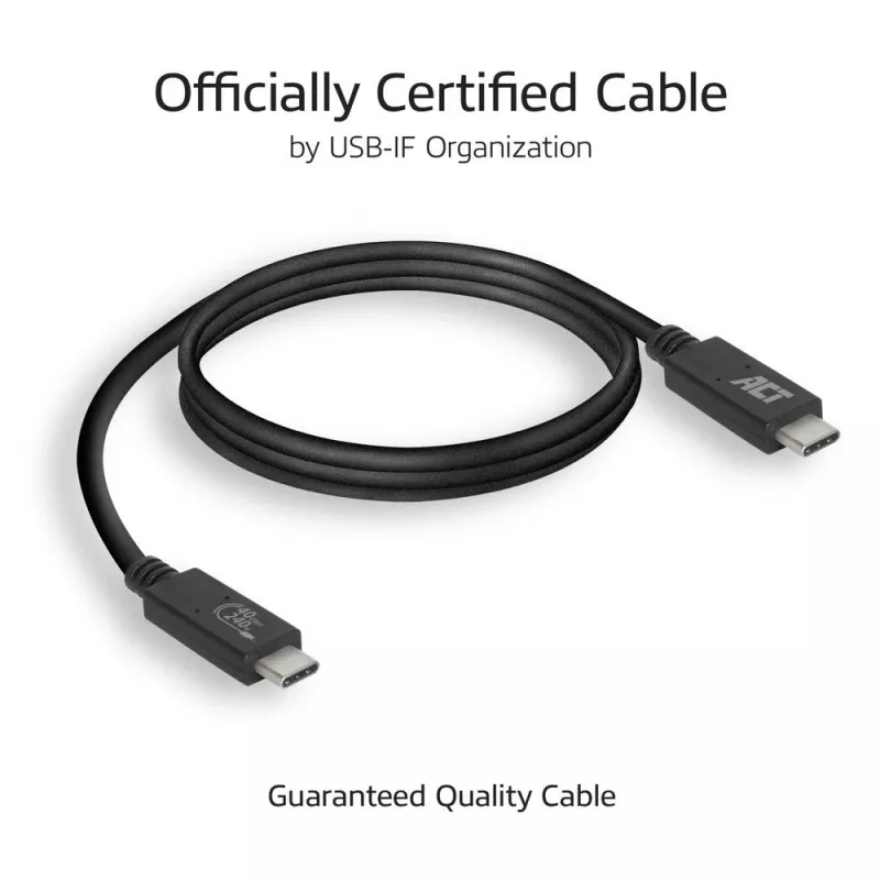 Cabo ACT USB4® 40Gbps 240W USB Type-C®, certificado USB-IF, 0,8 metros