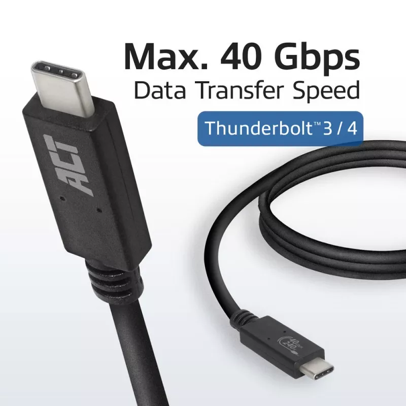 Cabo ACT USB4® 40Gbps 240W USB Type-C®, certificado USB-IF, 0,8 metros