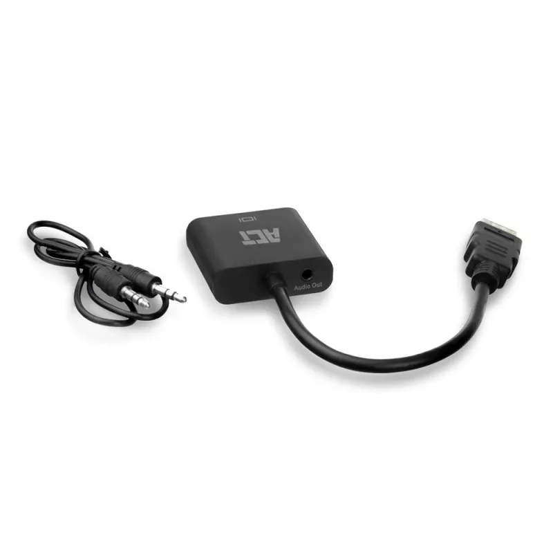 Adaptador ACT 0,15 metros, HDMI-A macho para VGA fêmea, com áudio